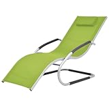 Helloshop26 Liegestuhl, Sonnenliege, Gartenbett, Terrasse, Möbel für den Außenbereich, mit Kissen, Aluminium und Textilene, Grün 02_0012555