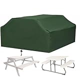 Wasserdichte Picknicktischabdeckung für den Außenbereich, winddichte Schutzhülle für Biertisch, Kinder-Picknick-Set, Gartentische aus Holz mit Kordelzug (Größe: 185 x 150 x 80 cm, Farbe: Grün)