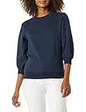 Amazon Essentials Damen-Sweatshirt aus French-Terry-Fleece, Ärmel, Rundhalsausschnitt, Marineblau, Größe M