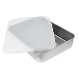 HOODANCOS Edelstahl Backform mit Deckel 26x20x5cm Frischhaltebox Hitzebeständig Stapelbar für Backen und Kühlschrank