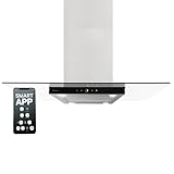 KKT KOLBE Dunstabzugshaube 90 cm | Inselhaube | Abluft Umluft | Edelstahl | schwarzes Glas | WLAN | Nachlaufautomatik | SensorTouch Bedienung | MULTI-INSEL-HC