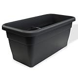 MePla Blumentrog - länglicher Blumentopf - wetterfestes Pflanzgefäß - UV-beständiger Blumenkübel - Pflanzentopf - Pflanzen-Trog - 60x30 cm - Anthrazit