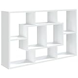 vidaXL Wandregal, Wandablage mit viel Stauraum, Hängeregal für Wohnzimmer, Schweberegal Bücherregal Büroregal Regal, Weiß Holzwerkstoff