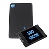 SIMPLETEK - Externes 2,5″ SATA HDD / SSD Gehäuse mit 480GB SSD vorinstalliert, USB 3.0 Plug & Play - Schwarz