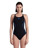 Arena Damen Women's Reflecting Pro Back One Piece Swimsuit, Black-Blue River, 38 EU