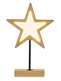 Romadedi Weihnachten Stern Stehend Beleuchtet: Höhe 36cm Klein LED Weihnachtsstern Holz mit Batterie - Holzsterne zum Hinstellen für Winter Innen Fenster Tisch Wohnzimmer Deko