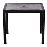 BrackenStyle Ascot Rattan-Tisch, quadratisch, 90 cm, mit grauer Polyresin-Platte