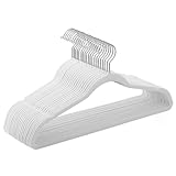 SONGMICS Kleiderbügel Samt, 20er Set, Bügel, Jackenbügel, 41,5 cm breit, Anzugbügel, dünn, gut belastbar, um 360° drehbarer Haken, für Mäntel, Hemden und Anzüge, weiß CRF026W20