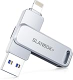 BLANBOK+ MFi Zertifizierung 256 GB USB-Stick für iPhone, 3 in 1 Lightning USB-Stick für iPhone mit Adapter Typ C, externer Speicher für iPhone/iPad/Android/PC/Mac (Silber)