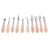 Ölmalklinge Set, Malmesser mit Buchenholzgriff, 10 - teilig, Edelstahlklingen - Verschiedene Formen, Korrosionsbeständig, Für Öl - und Acrylmalerei