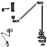NEEWER 75cm Articulating Magic Arm mit Super Clamp/Action Cam Mount/Handyhalterung, Overhead Kamera Tischhalter Mic Boom Stativ, kompatibel mit GoPro iPhone DSLR Webcam Microphone Videoaufnahme UA056