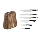 Jamie Oliver by Tefal K267S7 7-teiliger Messerblock | 6 Küchenmesser + Holz | hohe Schneideleistung | unverwechselbares Design | widerstandsfähige und langlebige Klingen | Braun/Schwarz