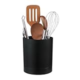 Zimoer Küchenutensilienhalter, Küchen Utensil, Platzsparender Besteckkorb & Kochlöffelhalter, 360 ° drehbarer Anti-Rutsch Utensilienhalter-Organizer, Aufbewahrungslösung für Küchenzubehör (Schwarz)