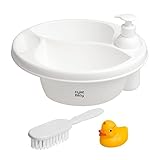 Hylat Baby Baby Waschschüssel für Wickeltisch, 3 Kammern, mit praktischem Zubehör, zum leichten Babywaschen ab 0 Monaten, weiß, oval, Marke: Hylat Baby