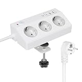 Tischsteckdose mit USB C PD 20W, 4000W/16A Steckdosenleiste Schreibtisch, STGAROT 3 Fach Mehrfachsteckdose 4 USB mit Schalter 2M Kabel, Überspannungsschutz Steckdose Tisch für Zuhause Büro, Weiß