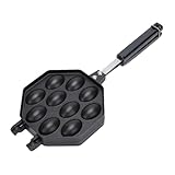 perfk 10 Löcher doppelseitig Takoyaki Maker, gefüllte Pfannkuchenpfanne, Kuchengrillpfanne, Kochscheibe Backpfanne, Doppelpfanne Maker Küche