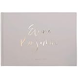 DeinWeddingshop Deluxe Hochzeitsgästebuch - personalisiert & veredelt - Gästebuch zur Hochzeit, Hardcover in Gold, Rosé-Gold, Silber oder Kupfer, A4 quer (Inhalt blanko - weiße Seiten, beige)