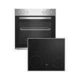 Beko BBUC12020X Einbau-Herd-Set, Multifunktionsofen mit 4 Heizarten und Glaskeramik-Kochfeld, SteamShine-Reinigung, herausnehmbare Vollglas-Innentür, Schwarz/Edelstahl