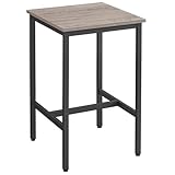VASAGLE Bartisch, Stehtisch, Küchentisch, hoch, mit Stahlgestell, 60 x 60 x 92 cm, einfache Montage, für Küche, Wohnzimmer, Industrie-Design, Greige-schwarz LBT025B02