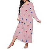 Laquieio Nachthemd für Damen, Baumwolle, Sommer, sexy, ärmellos, V-Ausschnitt, mit verstellbaren Trägern, Nachthemd für Damen, Schlaf-1, Pink, 54