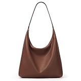 KALIDI Damen Shopper Handtasche Schultertasche PU Leder Tote Bag Vintage Hobo Tasche mit Reißverschluss Groß für Arbeit Schule Shopper Lässige täglich Dunkelbraun
