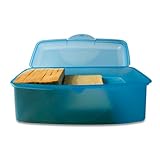 Lomatek Toastbrotbox blauaqua, transluszent, 30x14x14 cm – BPA-frei, spülmaschinengeeignet, Made in Germany