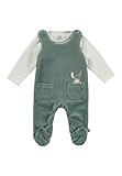 Sterntaler Strampler Set Emmi - Baby Strampler aus Nicki mit Esel Emmi Applikation - mit Langarm Shirt - Drucknöpfe im Schritt - bequemer Unisex Zweiteiler ab Geburt - steingrün,Größe 56