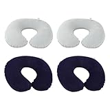 SLAXJNE 4 Stück Aufblasbares Nackenkissen, Aufblasbares Reisekissen, Faltbares Outdoor-Kissen, U-Förmiges Kissen, Schlaf-Nackenkissen, Wasserdichtes Nackenkissen