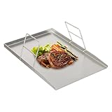 Grill Platte, Grillplatte mit Grillspachtel Schaber set, Universal BBQ Grill Tablett, Edelstahl Plancha Grill Universal BBQ Grillplatte für Weber, Enders, Burnhard Gasgrill (49x32,5CM)