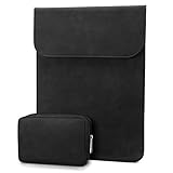 TECOOL Laptop Hülle 13 Zoll Tasche, Wasserdicht Leder Tasche für 2018-2020-2024 MacBook Air 13 M3 M2 M1, 2016-2022 MacBook Pro 13 M2 M1,12.9' Ipad Pro 2018-2021/Surface Pro/XPS 13 Sleeve-Schwarz