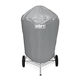 Weber Grillabdeckhaube für Ø 57cm Holzkohlegrills, atmungsaktiv UV- & wasserbeständig, Schutz for Wind & Wetter, mit Klettverschluss zum Befestigen, Tragbar & leicht, Grillcover - Grau (7176)