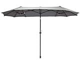 Doppel Sonnenschirm mit Kurbel 300 x 150 cm - anthrazit - XL Gartenschirm mit Knickgelenk - Martschirm Sonnen Schutz UV 50+ für Balkon Terrasse Garten groß verstellbarer Neigungswinkel