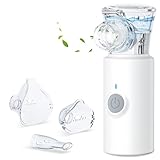 Inhalationsgerät, Sixriver Leiser Tragbarer Inhalationsgerät für Erwachsene und Kinder, Einstellbare Sprühnebel Partikelgröße 1-5µm, USB Aufladbarer Inhalator mit 2 Masken und 1 Mundstück, Weiß
