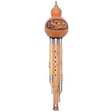 Chinesische Handgemachte Hulusi Bambus Kürbis Kürbis Flöte Ethnisches Musikinstrument C Schlüssel für Anfänger Musikliebhaber (Zufälliges Muster)