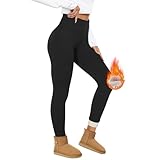 HIPOWER Thermo Leggings Gefüttert Damen Winter Verdickte Thermoleggins Warm Plüsch Fleece Leggins High Waist Blickdicht Thermostrumpfhose für Outdoor Freizeit（Schwarz,M