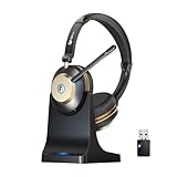 Earbay Kabelloses Headset, Bluetooth Headset mit Mikrofon Rauschunterdrückung & USB-Dongle, Kabellose mit Mikrofon Stummschaltung & Ladestation für Computer/Büro/Handy/Call Center/Home/Office