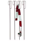 UvV Absperrleinenhalter Stahl Set Laterneneisen 1200 mm lang Ø14 mm mit UVV-Bügel und 1 Rolle (100m) Warnband/Absperrband (Rote Absperrung 4 Stück Set)
