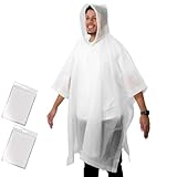 ANYOO Regenponcho Wasserdicht Regenjacke 2 Stück für Herren Damen, Leicht Regencape Regenschutz Wiederverwendbarer mit Kapuze für Festivals, Camping, Wandern, Reisen, Weiß, Einheitsgröße