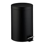 Relaxdays Mülleimer Küche, 20 Liter, mit Deckel, entnehmbarer Inneneimer, Fußpedal, mattes Design, Treteimer, schwarz