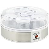 HOMCOM Joghurtbereiter Joghurtmaschine mit 48 Stunden Timer, Joghurt-Maker mit Temperatur-Einstellung, 7 Gläser à 180 ml, automatischer Abschaltung, 20 W, Weiß