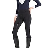 ZNJAMN Reithosen Reithose for Frühling und Sommer, gestrickt, hochelastisch, schmal geschnittene aus Silikon, eng anliegend, atmungsaktiv FüR Reitsport(Black,M)