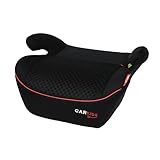 Carkids I-Size Sitzerhöhung Alex 125-150cm, Kompakt i-Size Autositzerhöhung, Kinderautositz mit Einfache Gurtmontage, Kindersitzerhöhung mit R-129 norm, Schwarz/Rot Fabre,(ca 15-36 kg) Gruppe2/ 3