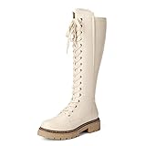 DREAM PAIRS Kniehohe Damenstiefel Stiefel Damen Flach rutschfeste Laufsohle Stylisch & Praktisch Winterstiefel Damen SDKB2203W-E BEIGE Größe 41 (EUR)