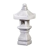 gartendekoparadies.de Tachi-Gata-Steinlampe japanische Steinlaterne, H. 42 cm, 7 kg, Grau, frostsicher aus Steinguss für Außenbereich
