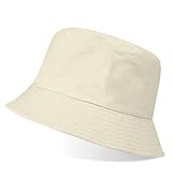 flintronic Fischerhut Bucket Hat, Unisex Baumwolle Smiling Face Hut, Faltbarer Fischerhüte, Outdoor Sommerhut Sonnenhut, Reversibel Freizeithut für Wandern Camping Reisen Angeln (Beige)