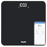 Vitafit Smart Personenwaage Digital, Hohe Genauigkeit Zugesichert bis Waage Personen Professionell SEIT 2001, Digitale körperwaage BMI mit App,182kg in 0.05kg, Silberschwarz Sprühen