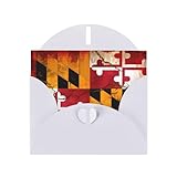 Vintage-Grußkarten aus Holz, Maryland-Flagge, Perlglanz, horizontale Karten für alle Anlässe, mit Umschlägen, elegante schimmernde Karte für Geburtstag, Weihnachten, innen blanko