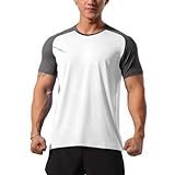 Herren Sportlich Trainieren T-Shirt Atmungsaktive Bequeme Muskellaufhemden Ausbildung Schnelltrocknend Fitnessstudio Aktive Kleidung weiß M