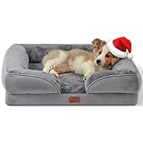 BEDSURE orthopädisches Hundebett Ergonomisches Hundesofa - 71x58 cm Hundecouch mit eierförmiger Kistenschaum für kleine Hunde, waschbar rutschfest Hundebetten, grau