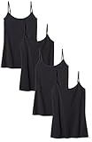 Amazon Essentials Damen Kamisol in schmaler Passform, 4er-Pack, Schwarz, XXL